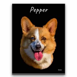 Custom Dog painting portrait canvas print - Personalised portrait of your pet from a photo 25 personalised pet portrait canvas dog painting black front view white