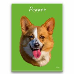Custom Dog painting portrait canvas print - Personalised portrait of your pet from a photo 27 personalised pet portrait canvas dog painting green front view white