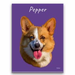 Custom Dog painting portrait canvas print - Personalised portrait of your pet from a photo 31 personalised pet portrait canvas dog painting purple front view white
