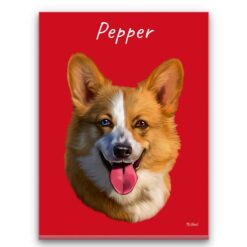 Custom Dog painting portrait canvas print - Personalised portrait of your pet from a photo 32 personalised pet portrait canvas dog painting red front view white
