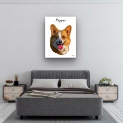 Custom Dog painting portrait canvas print - Personalised portrait of your pet from a photo 20 personalised pet portrait canvas dog painting white bedroom