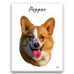 Custom Dog painting portrait canvas print - Personalised portrait of your pet from a photo 24 personalised pet portrait canvas dog painting white front view white
