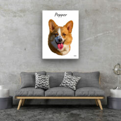 Custom Dog painting portrait canvas print - Personalised portrait of your pet from a photo 22 personalised pet portrait canvas dog painting white living room