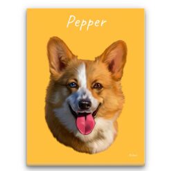 Custom Dog painting portrait canvas print - Personalised portrait of your pet from a photo 33 personalised pet portrait canvas dog painting yellow front view white