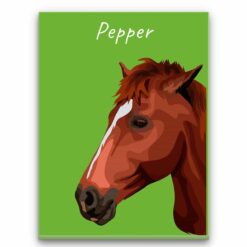 Custom Horse illustration portrait canvas print - Personalised portrait of your pet from a photo 27 personalised pet portrait canvas horse illustration green front view white