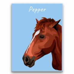 Custom Horse illustration portrait canvas print - Personalised portrait of your pet from a photo 28 personalised pet portrait canvas horse illustration light blue front view white