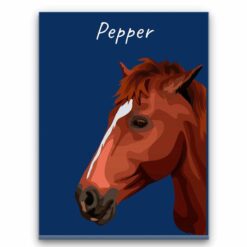 Custom Horse illustration portrait canvas print - Personalised portrait of your pet from a photo 29 personalised pet portrait canvas horse illustration navy front view white