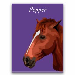 Custom Horse illustration portrait canvas print - Personalised portrait of your pet from a photo 31 personalised pet portrait canvas horse illustration purple front view white