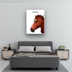 Custom Horse illustration portrait canvas print - Personalised portrait of your pet from a photo 20 personalised pet portrait canvas horse illustration white bedroom