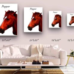 Custom Horse illustration portrait canvas print - Personalised portrait of your pet from a photo 19 personalised pet portrait canvas horse illustration white canvas size comparison