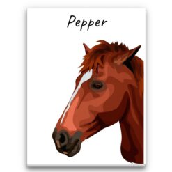 Custom Horse illustration portrait canvas print - Personalised portrait of your pet from a photo 24 personalised pet portrait canvas horse illustration white front view white
