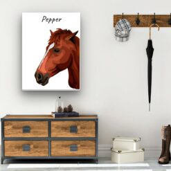 Custom Horse illustration portrait canvas print - Personalised portrait of your pet from a photo 21 personalised pet portrait canvas horse illustration white hall