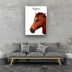 Custom Horse illustration portrait canvas print - Personalised portrait of your pet from a photo 22 personalised pet portrait canvas horse illustration white living room