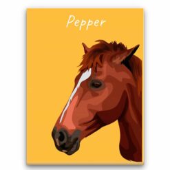 Custom Horse illustration portrait canvas print - Personalised portrait of your pet from a photo 33 personalised pet portrait canvas horse illustration yellow front view white