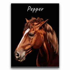 Custom Horse painting portrait canvas print - Personalised portrait of your pet from a photo 25 personalised pet portrait canvas horse painting black front view white
