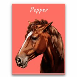 Custom Horse painting portrait canvas print - Personalised portrait of your pet from a photo 26 personalised pet portrait canvas horse painting coral front view white