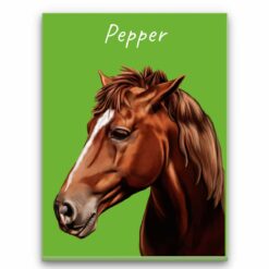 Custom Horse painting portrait canvas print - Personalised portrait of your pet from a photo 27 personalised pet portrait canvas horse painting green front view white
