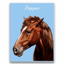 Custom Horse painting portrait canvas print - Personalised portrait of your pet from a photo 28 personalised pet portrait canvas horse painting light blue front view white