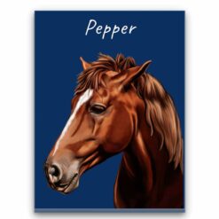 Custom Horse painting portrait canvas print - Personalised portrait of your pet from a photo 29 personalised pet portrait canvas horse painting navy front view white
