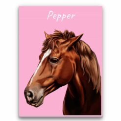 Custom Horse painting portrait canvas print - Personalised portrait of your pet from a photo 30 personalised pet portrait canvas horse painting pink front view white