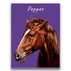 Custom Horse painting portrait canvas print - Personalised portrait of your pet from a photo 31 personalised pet portrait canvas horse painting purple front view white
