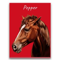 Custom Horse painting portrait canvas print - Personalised portrait of your pet from a photo 32 personalised pet portrait canvas horse painting red front view white