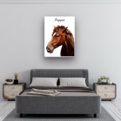 Custom Horse painting portrait canvas print - Personalised portrait of your pet from a photo 20 personalised pet portrait canvas horse painting white bedroom