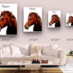 Custom Horse painting portrait canvas print - Personalised portrait of your pet from a photo 19 personalised pet portrait canvas horse painting white canvas size comparison