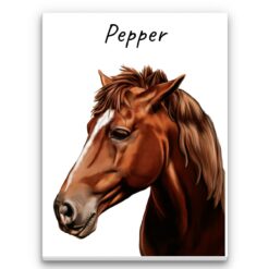 Custom Horse painting portrait canvas print - Personalised portrait of your pet from a photo 24 personalised pet portrait canvas horse painting white front view white