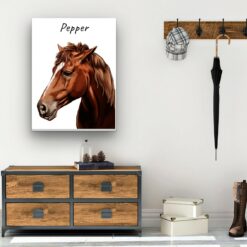 Custom Horse painting portrait canvas print - Personalised portrait of your pet from a photo 21 personalised pet portrait canvas horse painting white hall