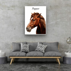 Custom Horse painting portrait canvas print - Personalised portrait of your pet from a photo 22 personalised pet portrait canvas horse painting white living room