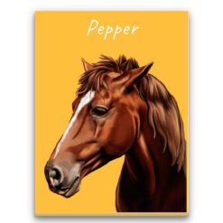 Custom Horse painting portrait canvas print - Personalised portrait of your pet from a photo 33 personalised pet portrait canvas horse painting yellow front view white
