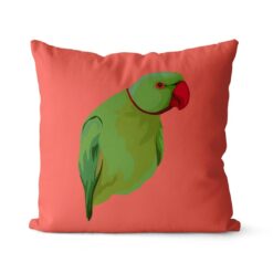 Custom Bird illustration portrait throw pillow - Personalised cushion portrait of your pet from a photo 24 personalised pet portrait cushion bird illustration coral