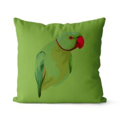 Custom Bird illustration portrait throw pillow - Personalised cushion portrait of your pet from a photo 25 personalised pet portrait cushion bird illustration green
