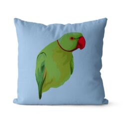 Custom Bird illustration portrait throw pillow - Personalised cushion portrait of your pet from a photo 26 personalised pet portrait cushion bird illustration light blue