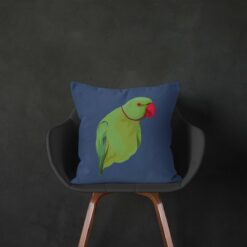 Custom Bird illustration portrait throw pillow - Personalised cushion portrait of your pet from a photo 18 personalised pet portrait cushion bird illustration navy black chair