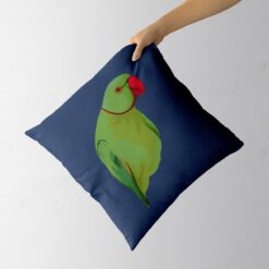 Custom Bird illustration portrait throw pillow - Personalised cushion portrait of your pet from a photo 19 personalised pet portrait cushion bird illustration navy holding in hand