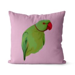 Custom Bird illustration portrait throw pillow - Personalised cushion portrait of your pet from a photo 27 personalised pet portrait cushion bird illustration pink