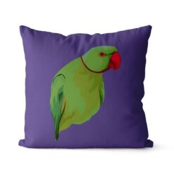 Custom Bird illustration portrait throw pillow - Personalised cushion portrait of your pet from a photo 28 personalised pet portrait cushion bird illustration purple