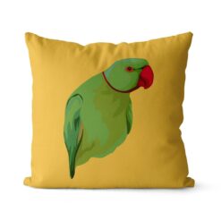 Custom Bird illustration portrait throw pillow - Personalised cushion portrait of your pet from a photo 31 personalised pet portrait cushion bird illustration yellow