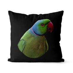 Custom Bird painting portrait throw pillow - Personalised cushion portrait of your pet from a photo 23 personalised pet portrait cushion bird painting black