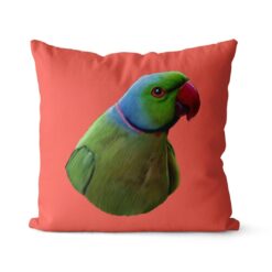 Custom Bird painting portrait throw pillow - Personalised cushion portrait of your pet from a photo 24 personalised pet portrait cushion bird painting coral