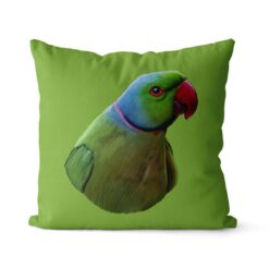 Custom Bird painting portrait throw pillow - Personalised cushion portrait of your pet from a photo 25 personalised pet portrait cushion bird painting green