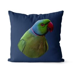Custom Bird painting portrait throw pillow - Personalised cushion portrait of your pet from a photo 22 personalised pet portrait cushion bird painting navy