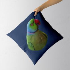 Custom Bird painting portrait throw pillow - Personalised cushion portrait of your pet from a photo 19 personalised pet portrait cushion bird painting navy holding in hand
