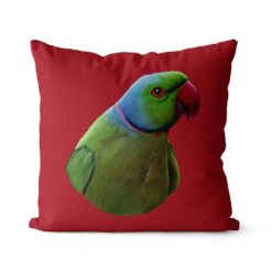 Custom Bird painting portrait throw pillow - Personalised cushion portrait of your pet from a photo 29 personalised pet portrait cushion bird painting red