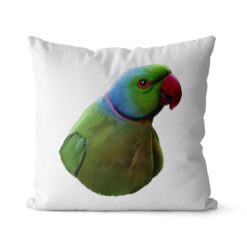 Custom Bird painting portrait throw pillow - Personalised cushion portrait of your pet from a photo 30 personalised pet portrait cushion bird painting white