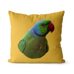 Custom Bird painting portrait throw pillow - Personalised cushion portrait of your pet from a photo 31 personalised pet portrait cushion bird painting yellow