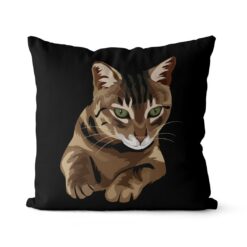 personalised pet portrait cushion cat illustration black