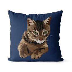 personalised pet portrait cushion cat illustration navy